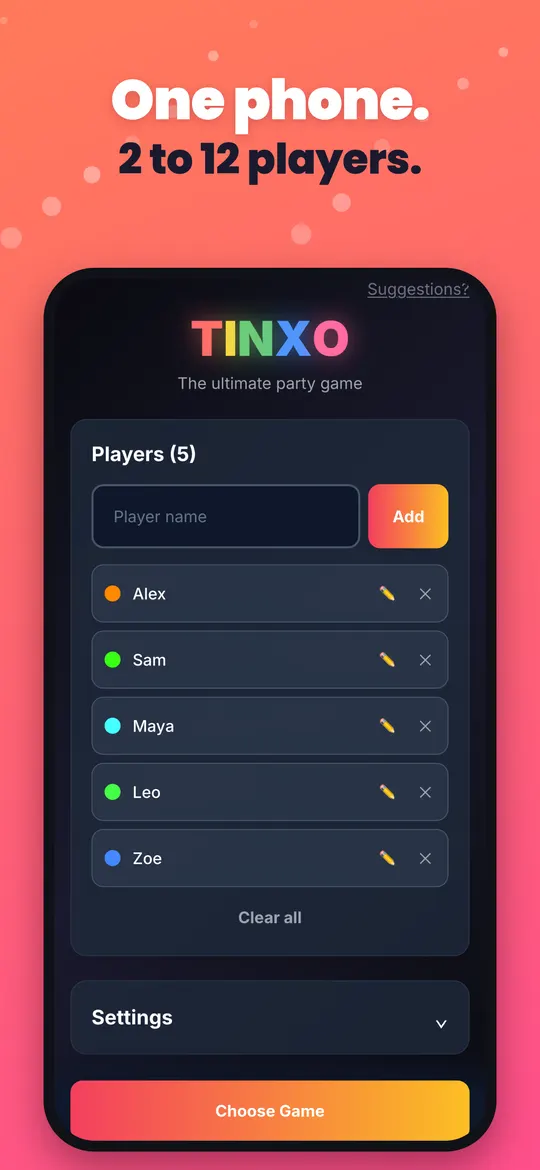 Adding players on the home screen